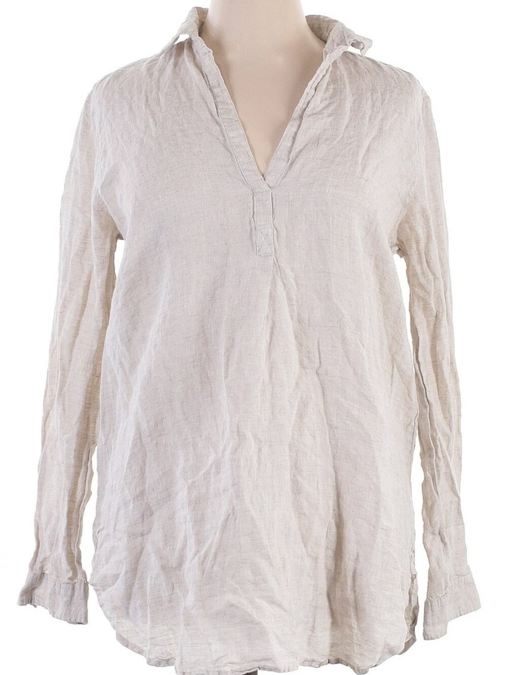 Gap 100% Linen Long Sleeve V Neck Tunic Top, Beige, XL Tall